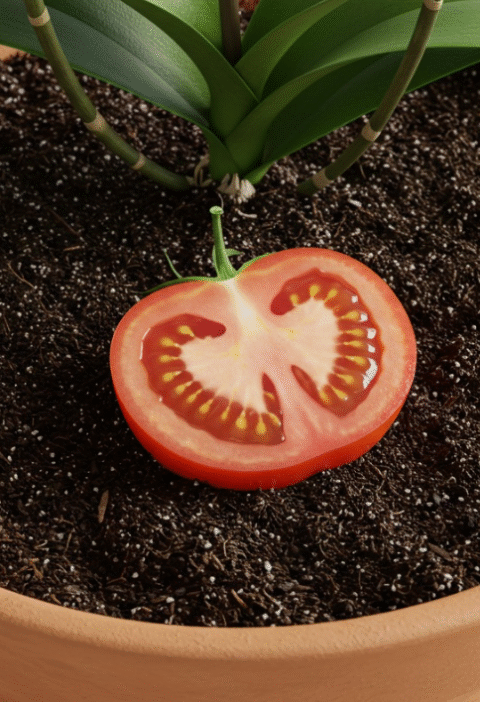 With just 1 slice of tomato! Your orchids blooms continuously all year round!