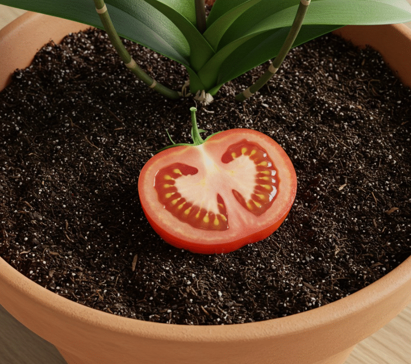With just 1 slice of tomato! Your orchids blooms continuously all year round!