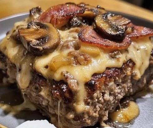 Bacon Mushroom Swiss Cheese Meatloaf