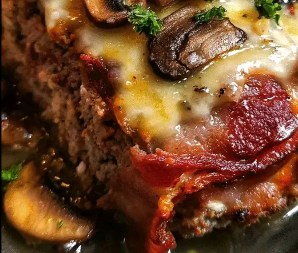 Bacon Wrapped Meatloaf with a Gourmet Swiss Cheese Twist