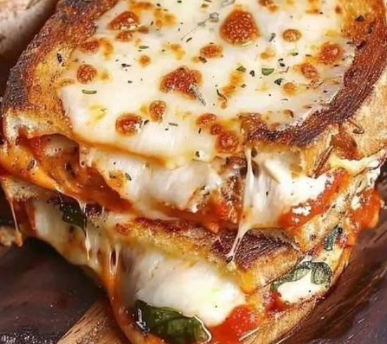 Chicken Parmesan grilled cheese sandwich