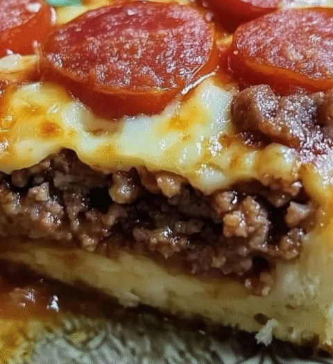 Deep Hamburger Beef Sausage & Pepperoni Pie