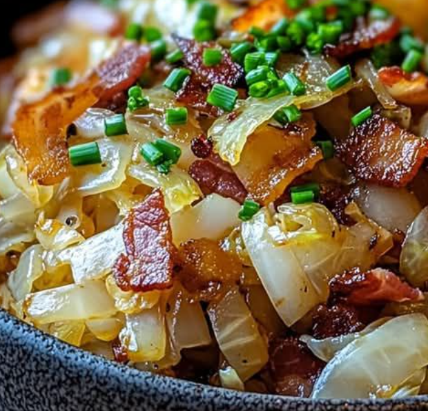 Fried Cabbage with Bacon, Onion, and Garlic