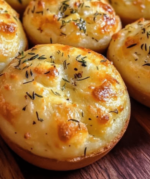 Garlic Butter Herb Focaccia Muffins