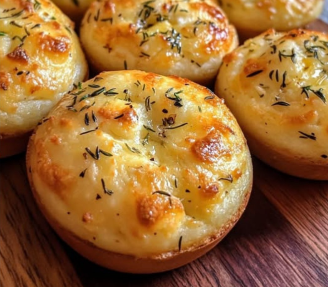 Garlic Butter Herb Focaccia Muffins