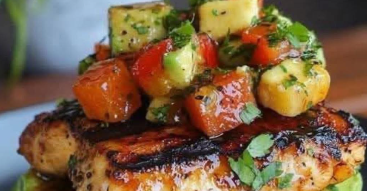 Honey Lime Chicken and Avocado Rice Stack A fresh