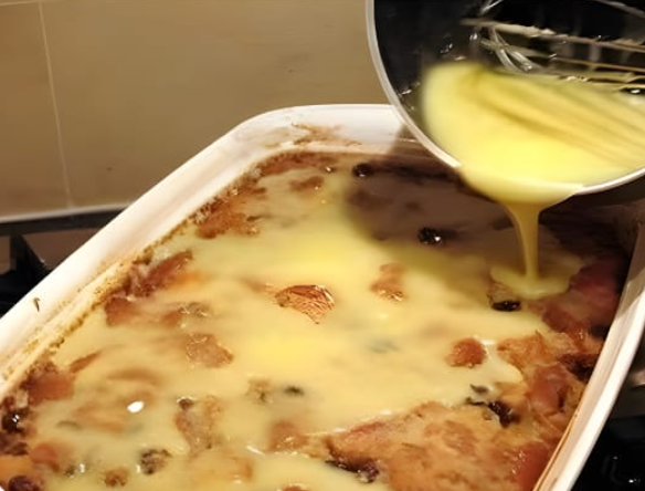 Old-Fashioned Bread Pudding with Vanilla Sauce