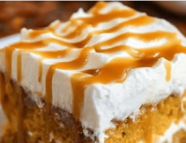 Pumpkin Caramel Cream Cheese Poke Cake