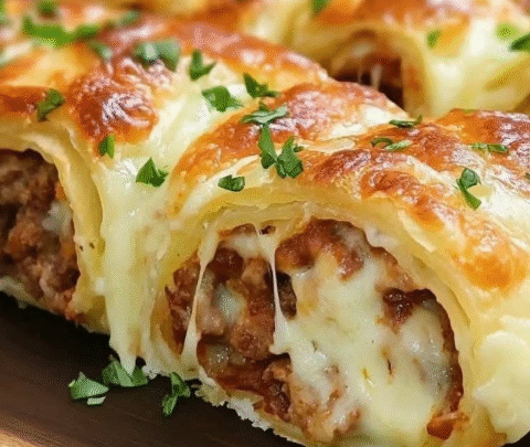 Savory Puff Pastry with Minced Meat and Cheese