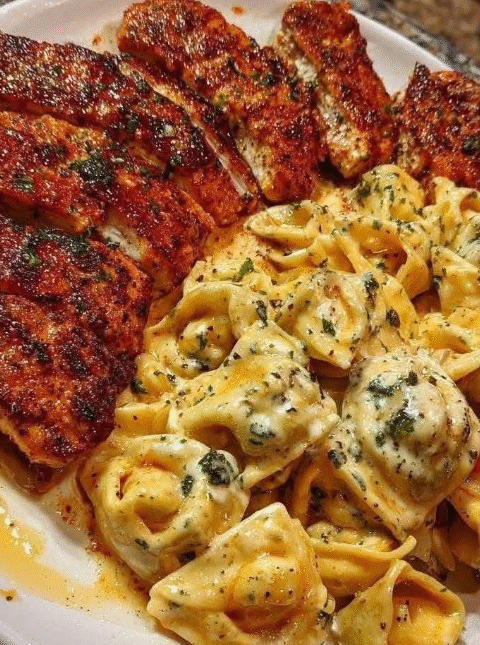 Lemon Garlic Butter Chicken with Creamy Parmesan Pasta