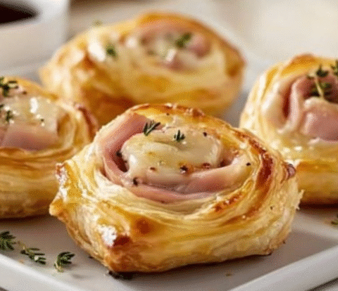 Ham and Cheese Puff Pastry Pinwheels