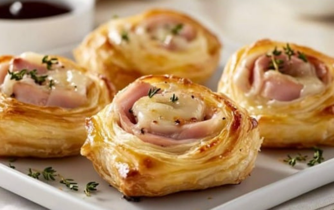 Ham and Cheese Puff Pastry Pinwheels