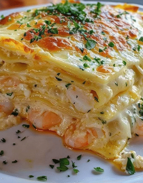Garlic Butter Shrimp Scampi Lasagna