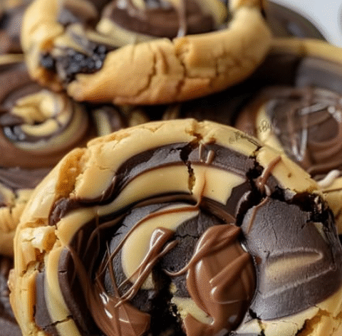 Swirled Brownie Cookies with a Peanut Butter Twist