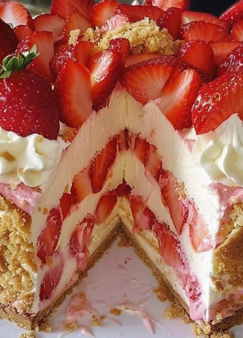 White Chocolate Strawberry Cheesecake