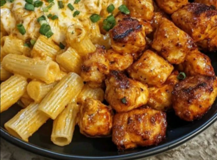Cajun Chicken Bites with Creamy Rigatoni Pasta Recipe