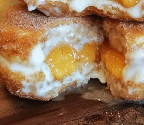 Classic Peach Cobbler Cheesecake Donuts