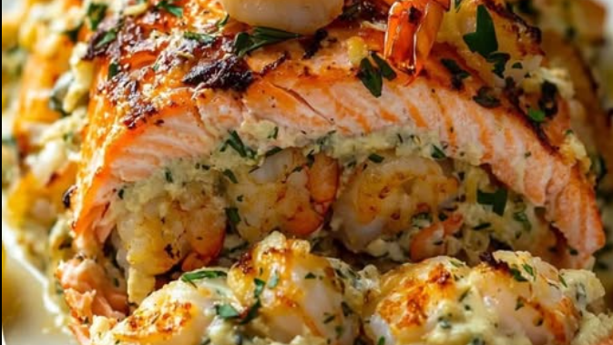 Crab & Shrimp Stuffed Salmon