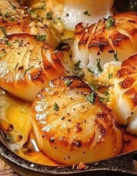 Garlic butter baked scallops