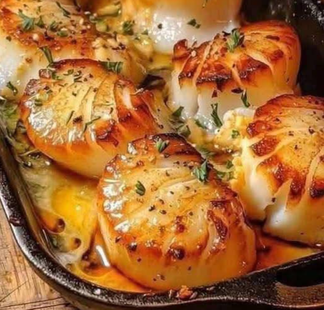 Garlic butter baked scallops