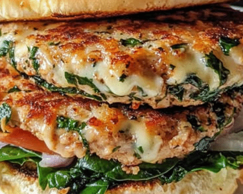Homemade Cheddar Spinach Chicken Burgers