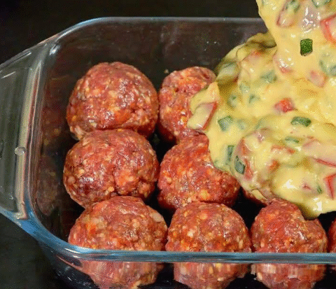 Homemade Cheesy Meatballs in a Rich Creamy Onion Sauce