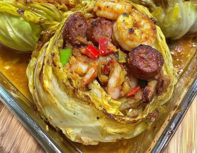 Keto Cajun Shrimp & Sausage Stuffed Cabbage