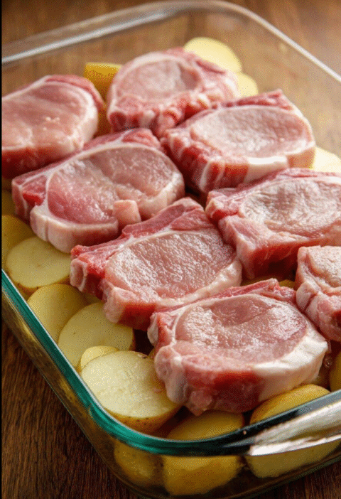 Smothered Pork Chops with Potatoes in Gravy