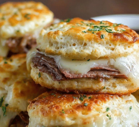Baked French Dip Biscuits – Savory, Cheesy Roast Beef Bliss