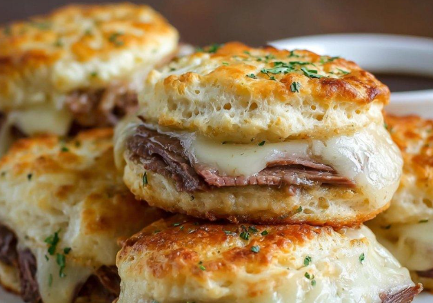 Baked French Dip Biscuits – Savory, Cheesy Roast Beef Bliss