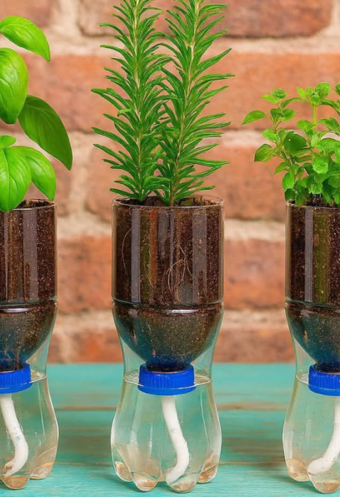 DIY SELF-WATERING BOTTLE PLANTER