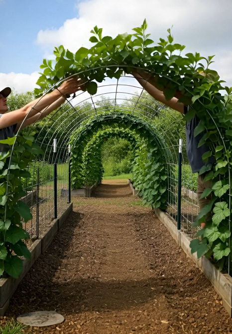 Cattle Panel Arch Tunnel for Cucumbers, Squash & Melons